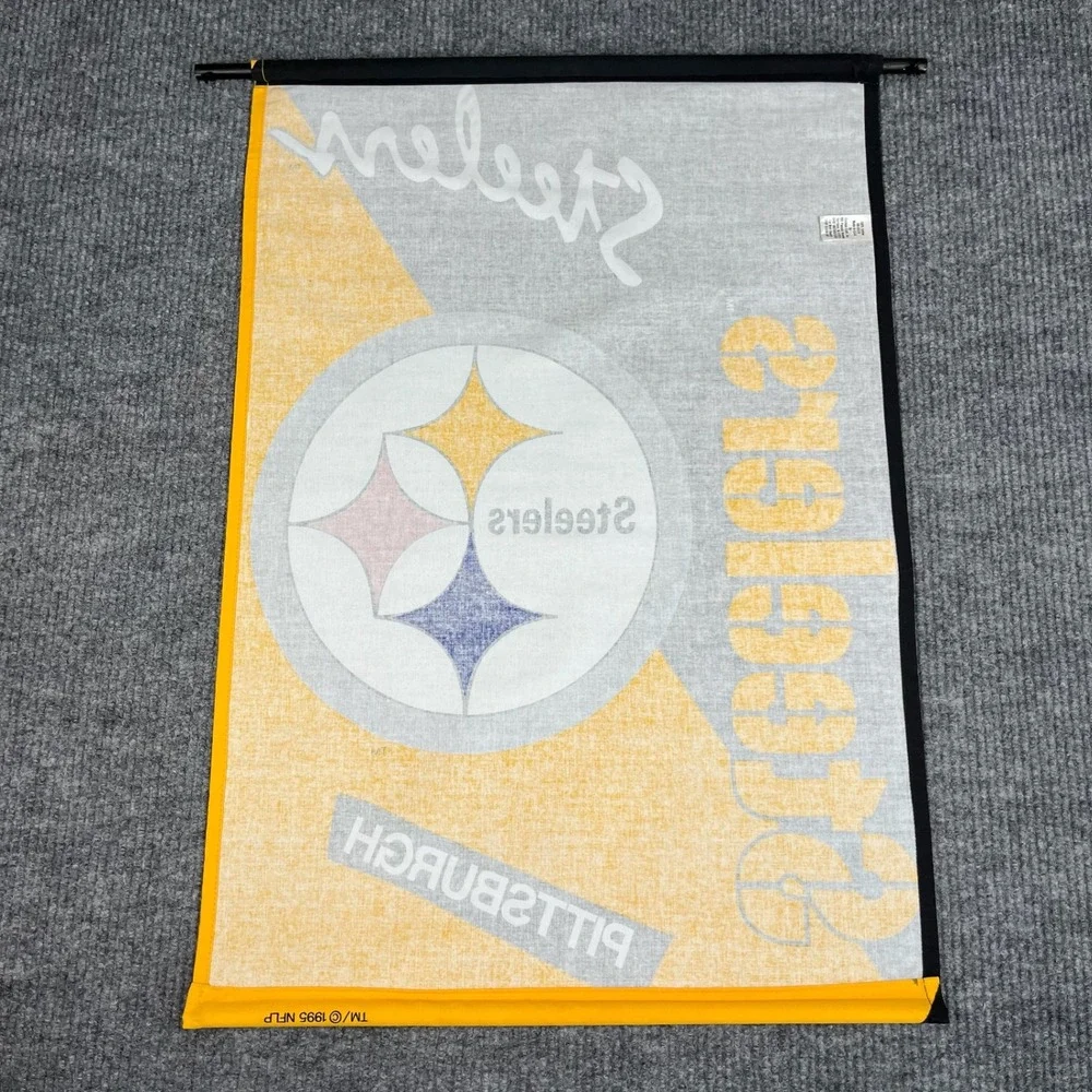 Vtg 90s Pittsburgh Steelers Wall Banner 1995 NFL Cotton 22x32 Football USA Made